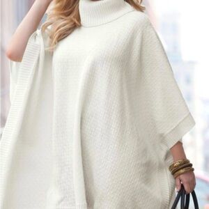 Plus Size Jessica London Cream Poncho Sweater